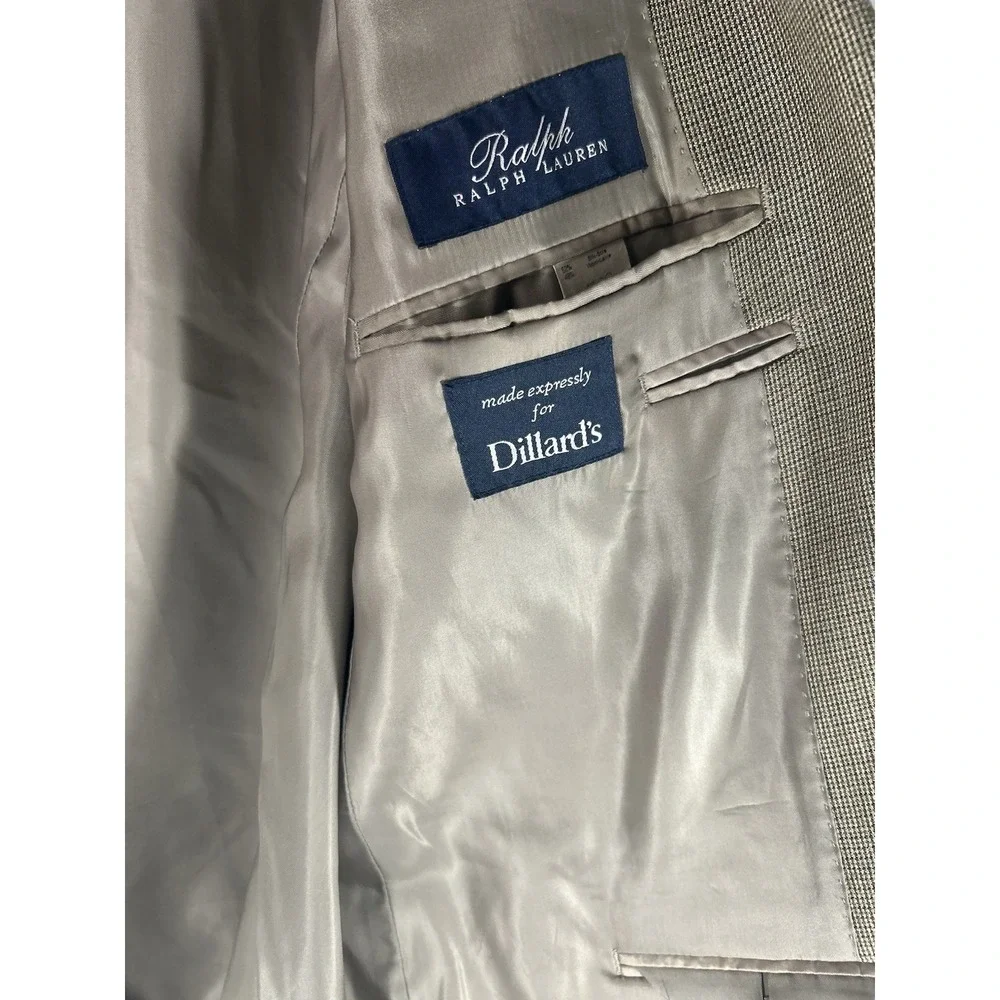 Ralph Ralph Lauren Men's Blazer 42R Silk Wool Tan Micro-Check 2-Button Dillard's